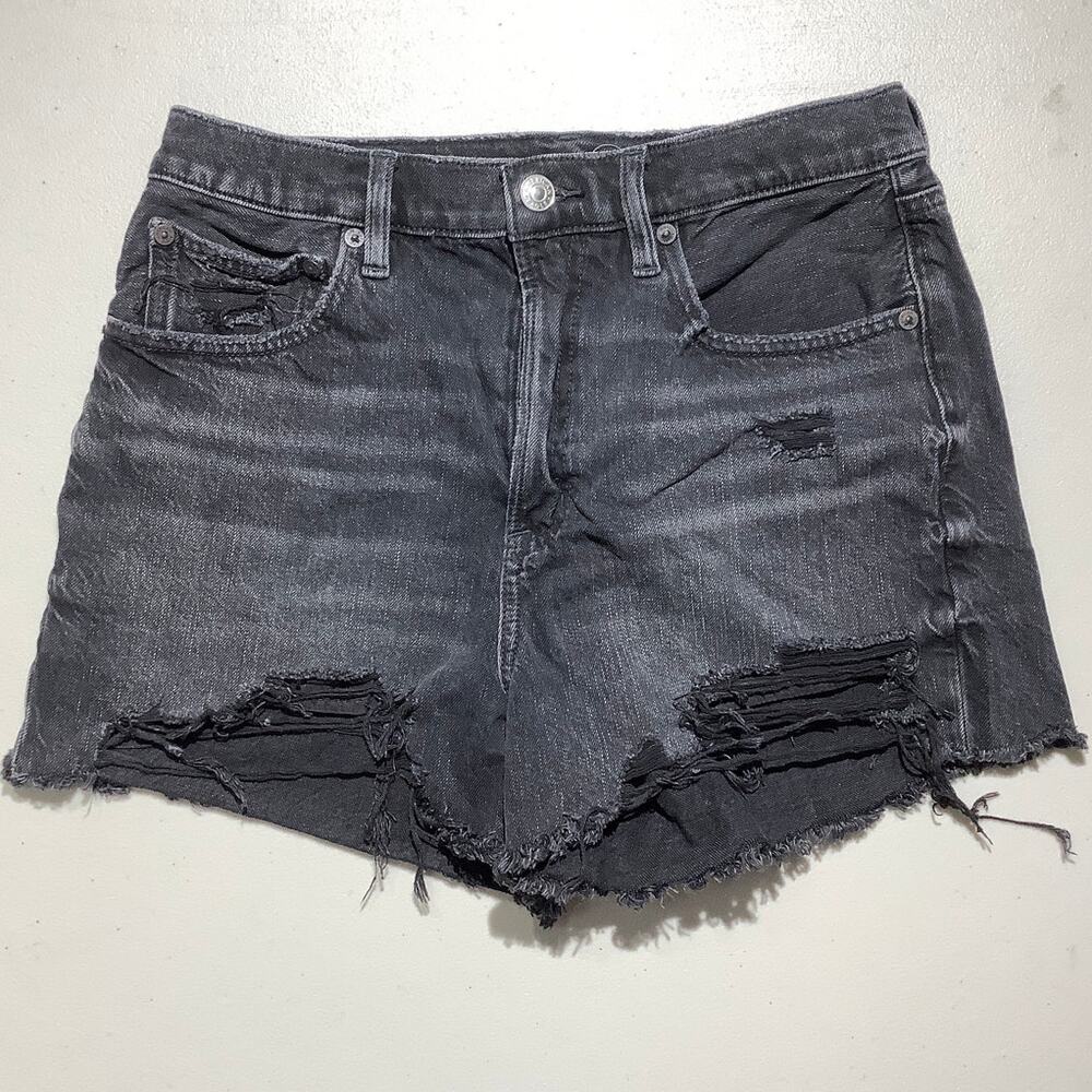 American Eagle Women's 6 Black Distressed Stretch Cutoff Denim Shorts